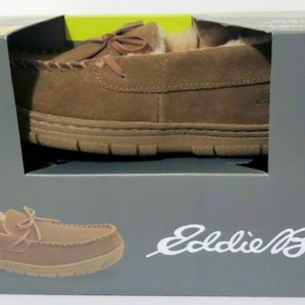 Eddie Bauer Suede Tan Brown Memory Foam Slippers
